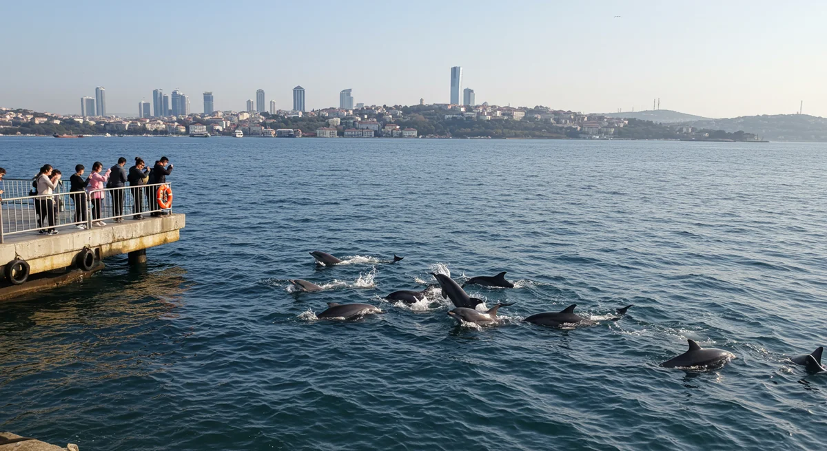 Kadıköy Sahili'nde Görülmemiş Doğa Şöleni: Yunuslar Balık Avında Cep Telefonu Kameralarına Takıldı!