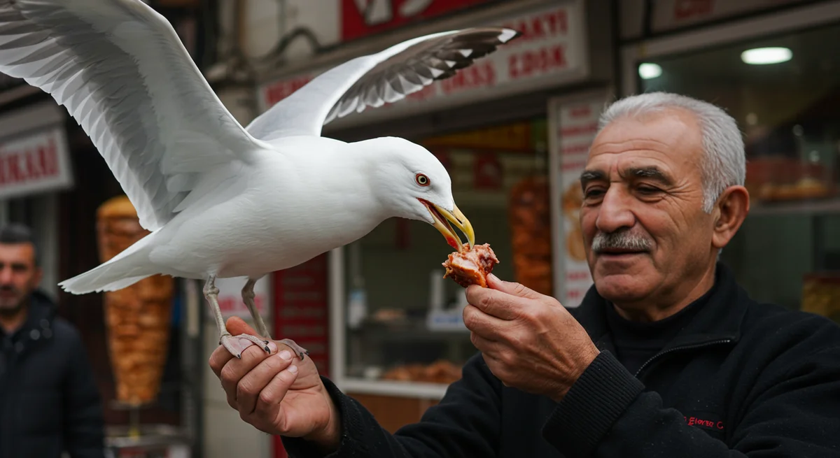 Gebze'nin Kalbinde Eşsiz Bir Dostluk: Kebapçı Esnafının Elinden Beslenen 'Pamuk' Martı Fırtınası!
