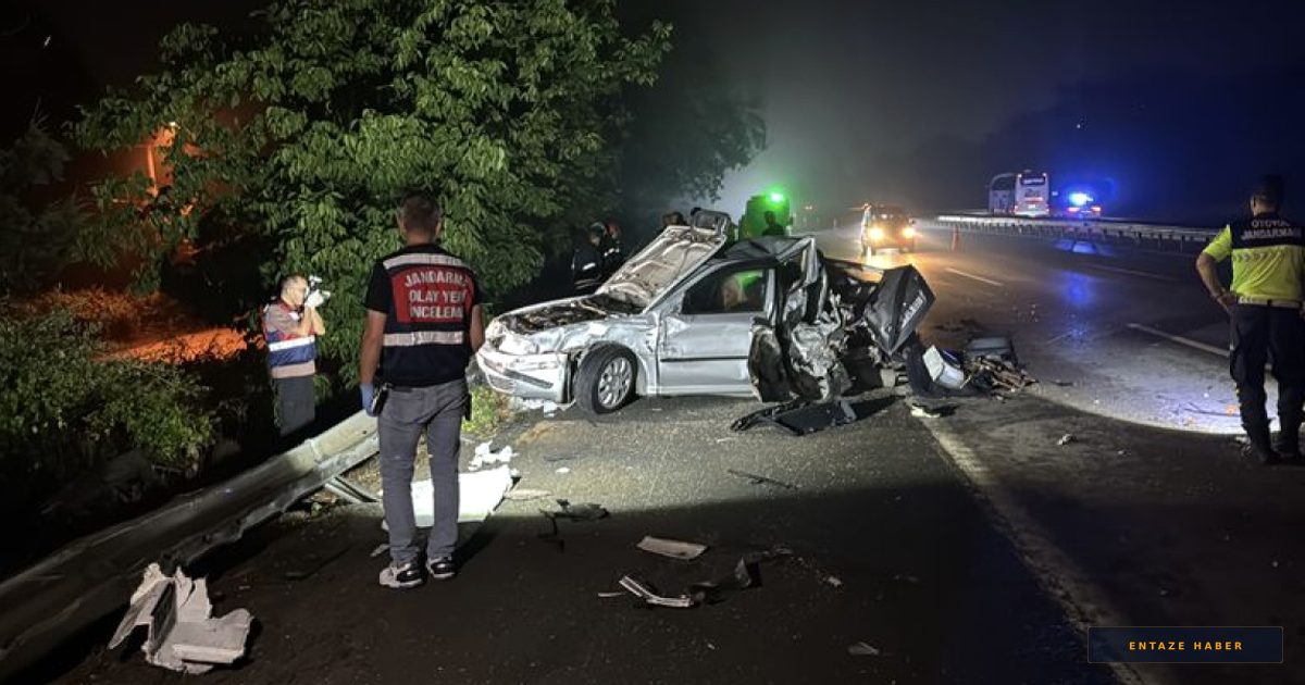 Anadolu Otoyolu’nda Dehşet: Arızalanan Otomobile Çarpan TIR Kanala Uçtu