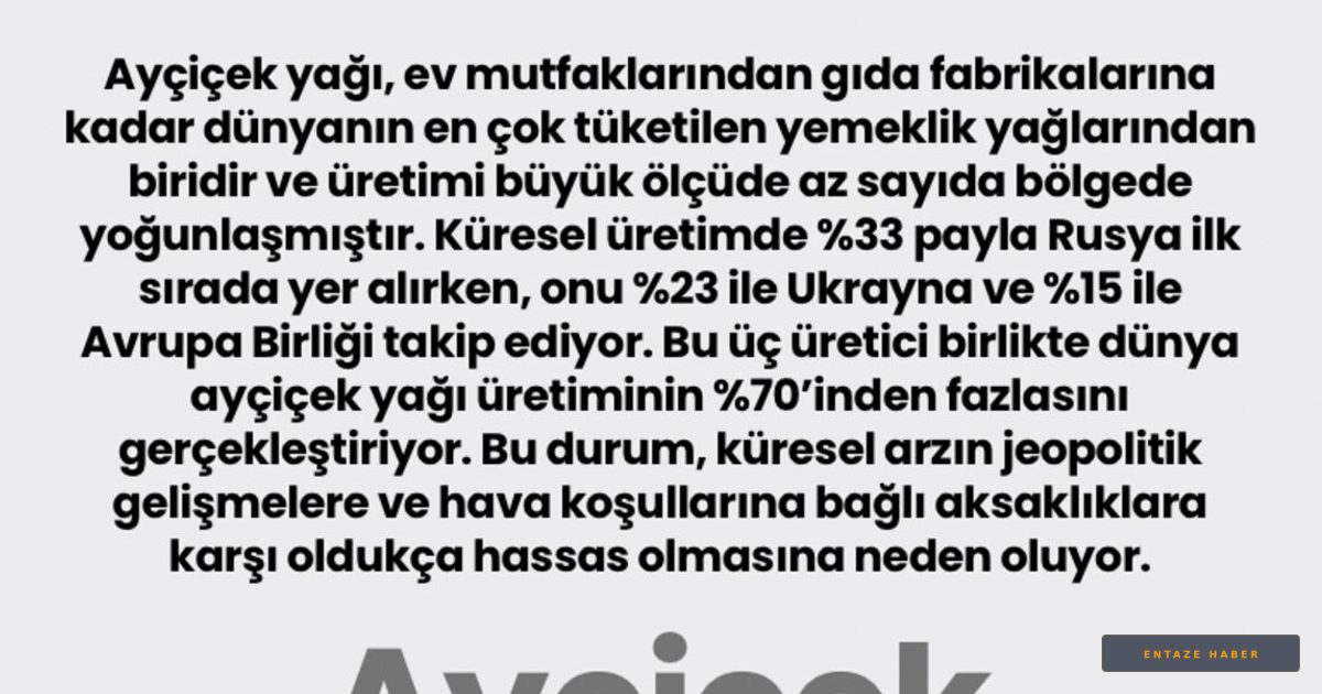 Mutfakların Gizli Hakimi: Ayçiçek Yağı Arzında Üçlü Tekel Riski