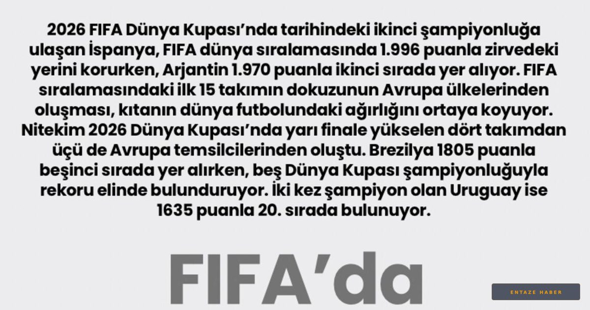Dünya Futbolunda Avrupa Hegemonyası: FIFA Sıralamasında Devrim!