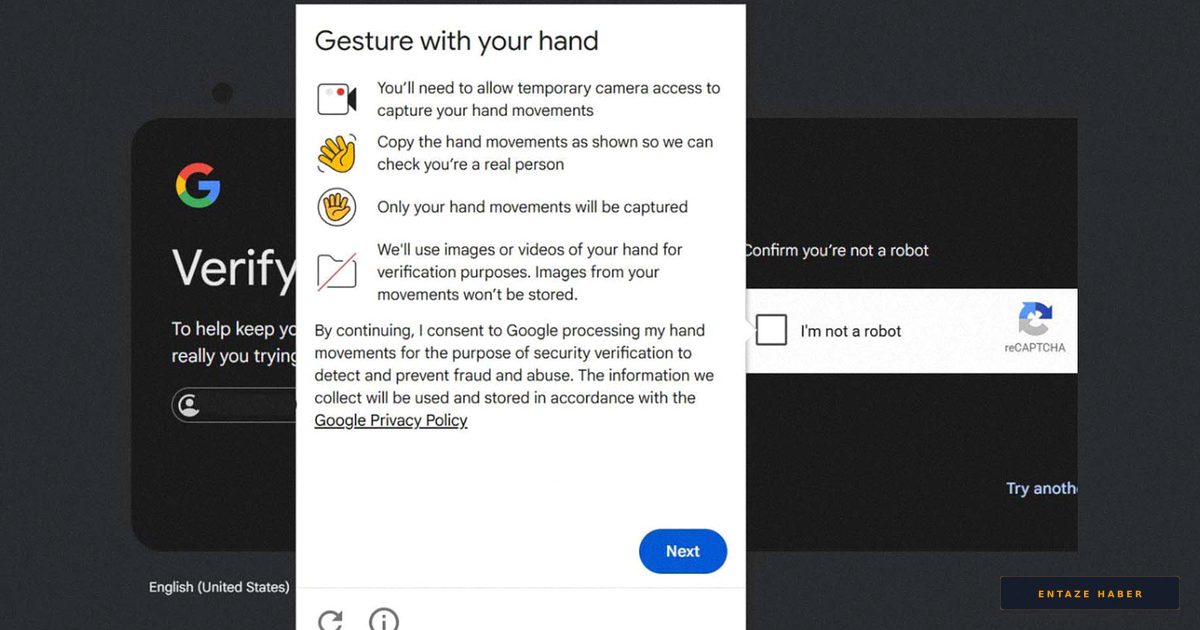 Google'ın 'El Hareketi' Doğrulama Sistemi Stok Fotoğraflarla Çöktü