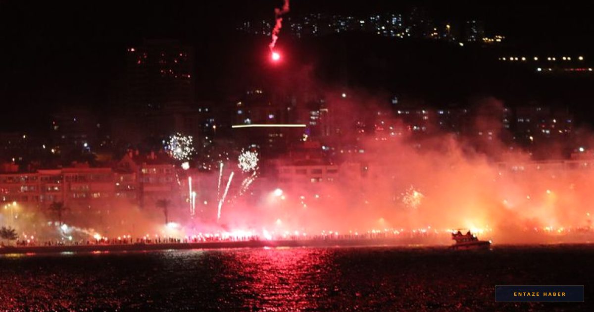 İzmir'de Sarı-Kırmızı Gece: Göztepe 101. Yaşını Meşalelerle Kutladı