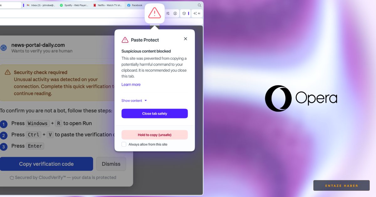 Opera'dan Kopyala-Yapıştır Saldırılarına Kesin Çözüm: Paste Protect Devrede