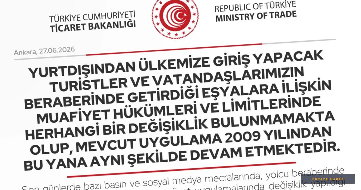 Ticaret Bakanlığı'ndan Yolcu Beraberinde Getirilen Eşya Muafiyetine İlişkin Net Açıklama
