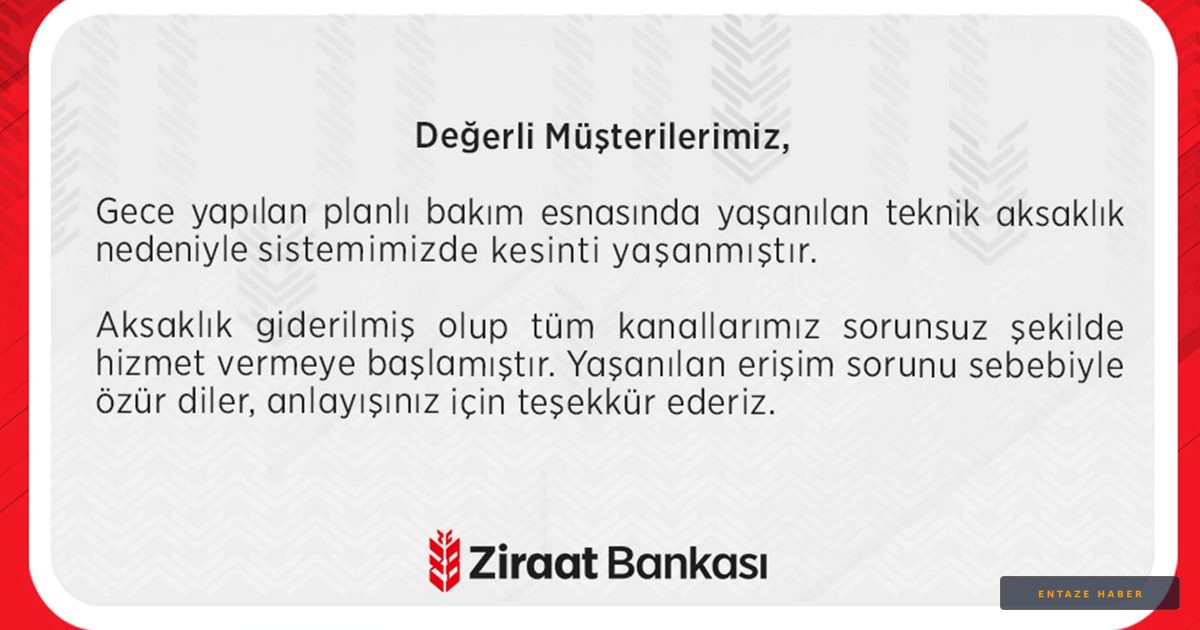 Ziraat Bankası'ndan Erişim Sorununa İlişkin Resmi Yanıt Geldi